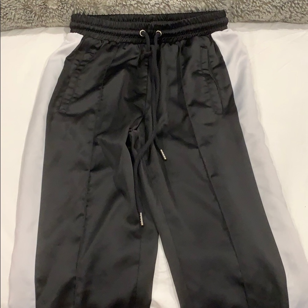 Black and white sleek pants